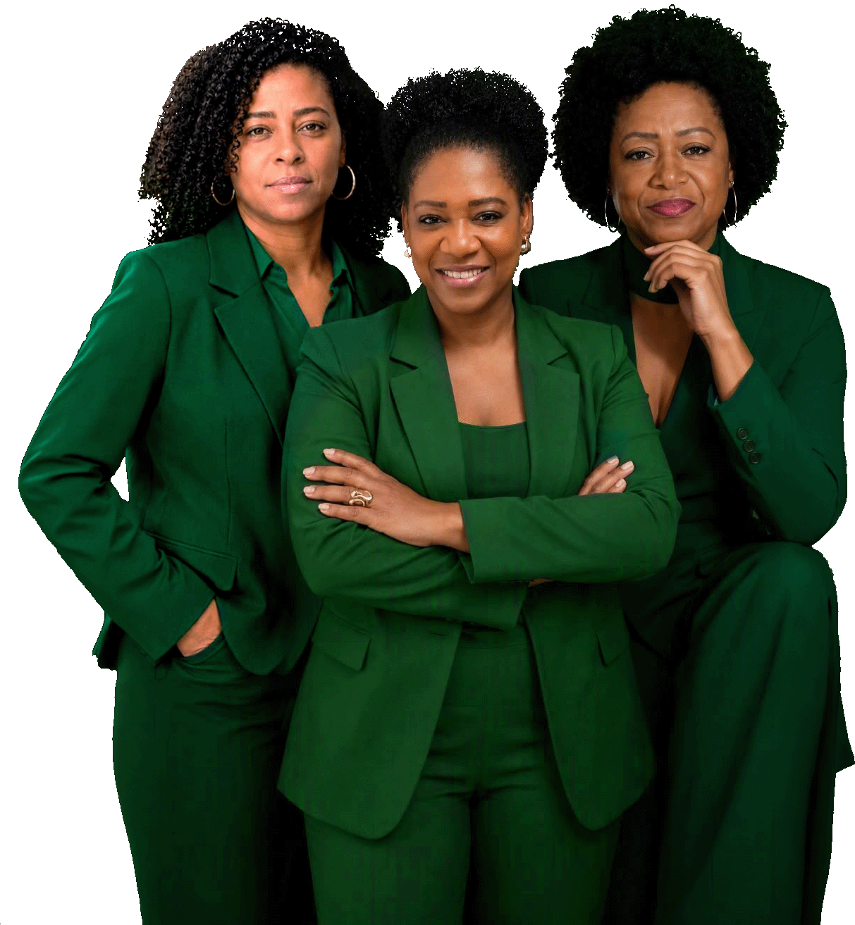 As irmãs iGreen de blazer verde, fundadoras da Conexão Green